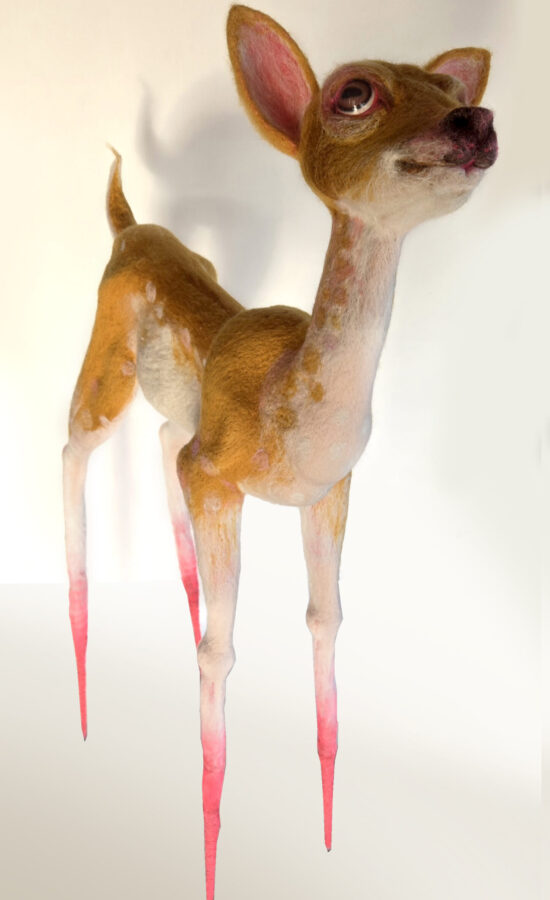 Deer, Needle felted wool and mixed media, 800x300x1200mm, Nina Cook 2026